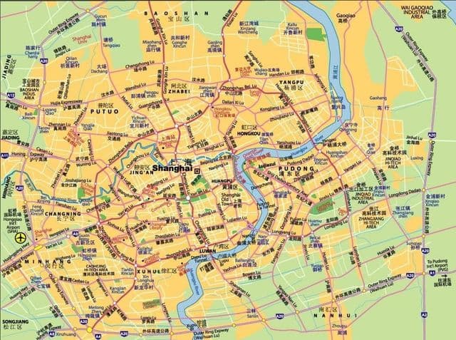 Mapa dos aeroportos de Xangai