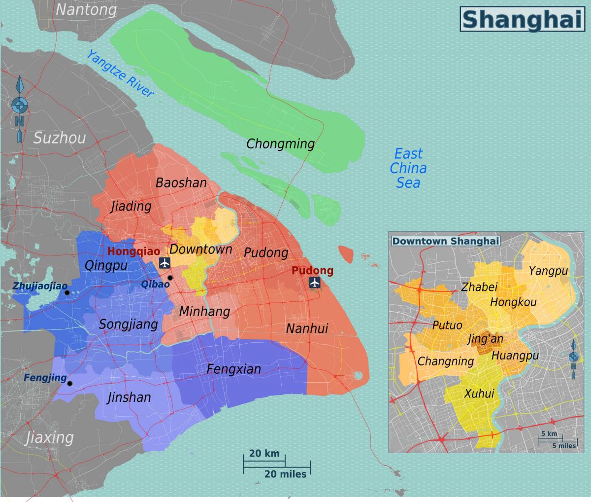 Mapa do distrito de Xangai