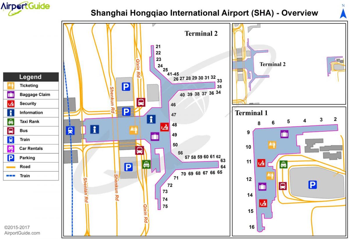 Mapa do terminal do aeroporto de Xangai