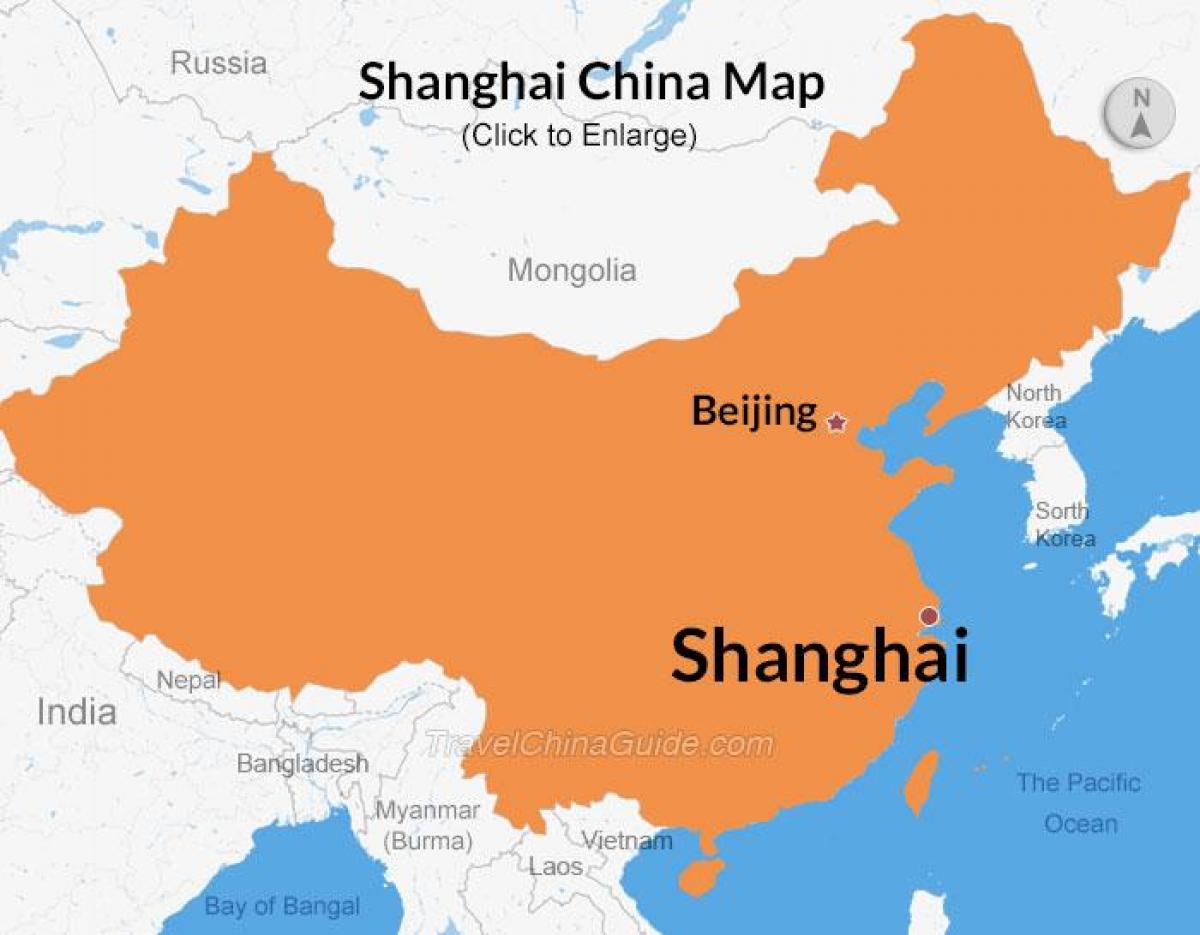 Xangai no mapa da China